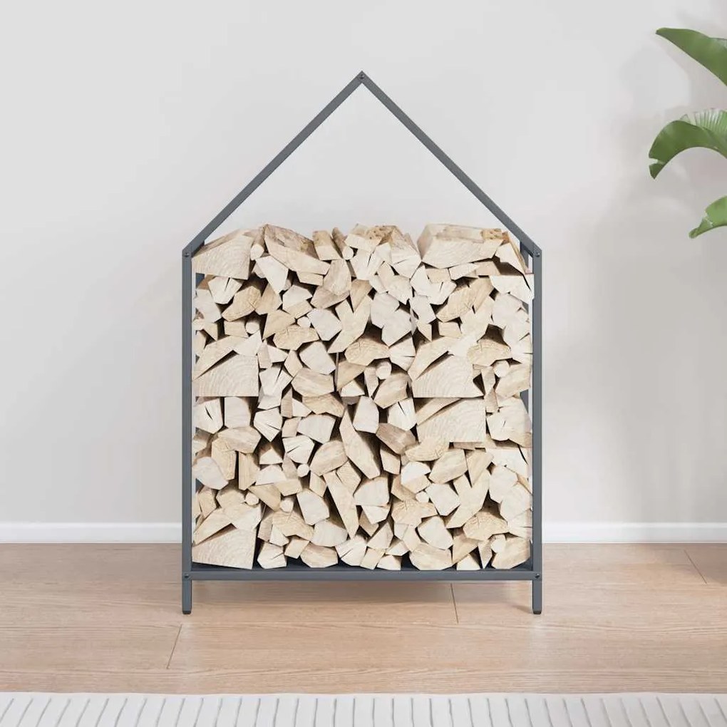 Suporte para lenha 60x25x90 cm aço laminado a frio antracite