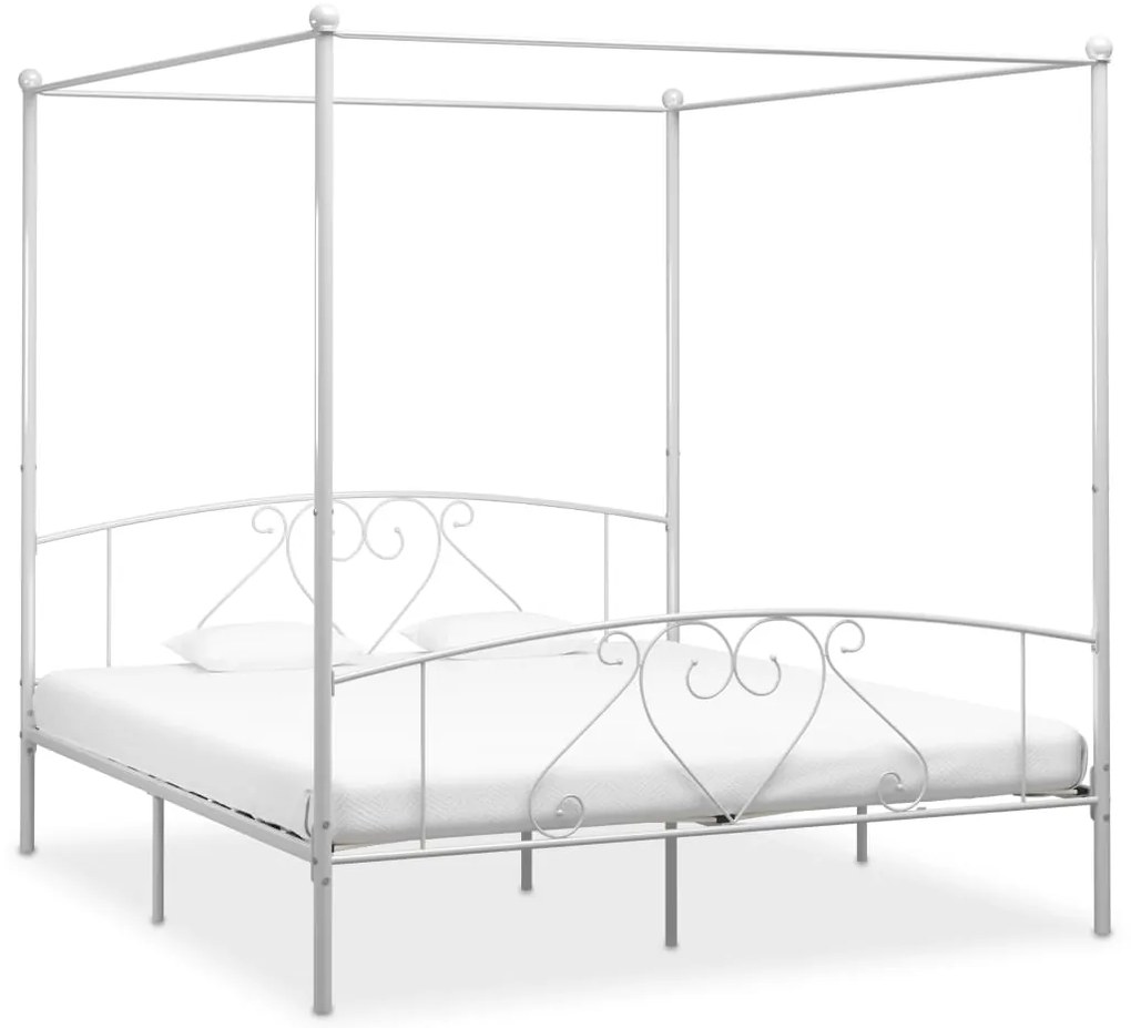 Estrutura de cama com dossel metal 180x200 cm branco