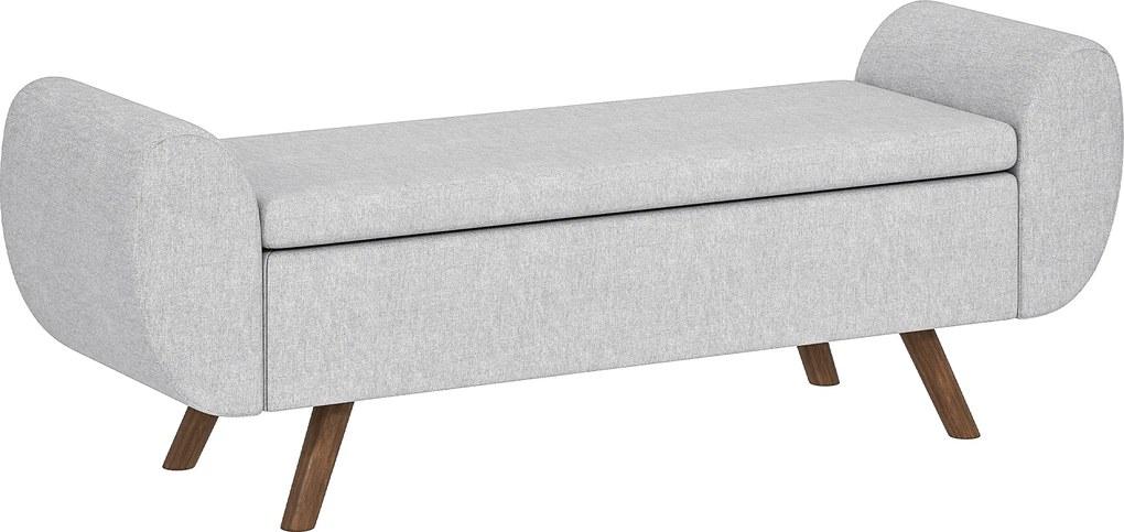 HOMCOM Banco de armazenamento 53,8 L com assento estofado em linho e apoios de braço, para sala, quarto, entrada, 132 x 42 x 50 cm, cinza | Aosom Portugal