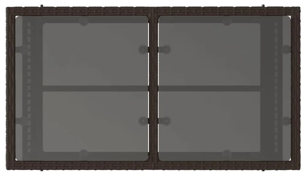 4pcs conj. sofás de jardim c/ almofadões vime PE/vidro castanho