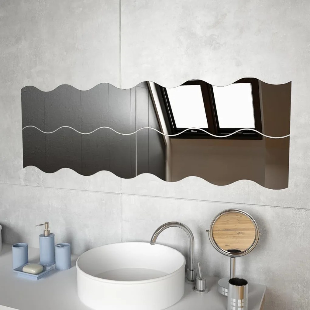 vidaXL Espelhos de parede 4 pcs vidro ondulado 60x18,5 cm