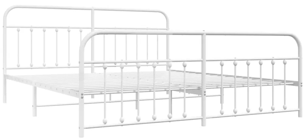 Estrutura de cama com cabeceira e pés 193x203 cm metal branco