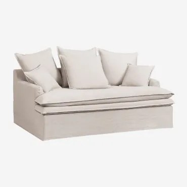 Sofá Lounge Grace Em Linho E Algodão Tecido Beige - Sklum