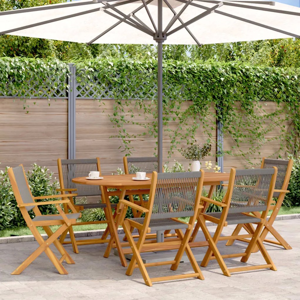 vidaXL Cadeiras de jardim dobráveis 6 pcs madeira acácia maciça cinza