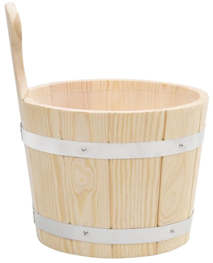 Conjunto de balde e concha de sauna madeira de pinho maciça