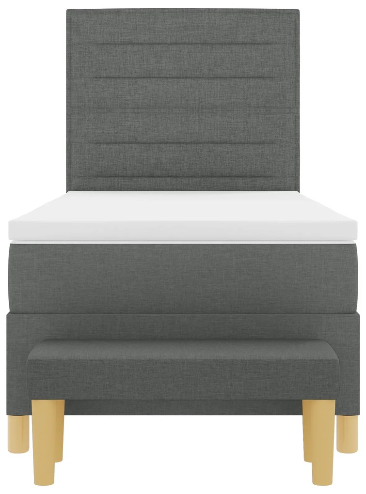 Cama Box Spring com Colchão & Banco Cinza Escuro 80x200 cm Tecido