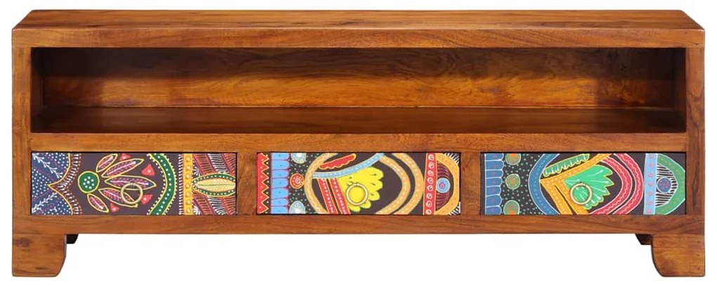 Móvel de TV multicor 110x30x40 cm madeira de acácia maciça