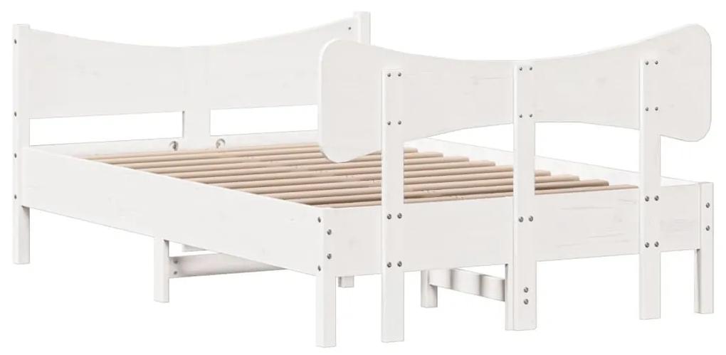 Estrutura de cama com cabeceira 120x200 cm pinho maciço branco