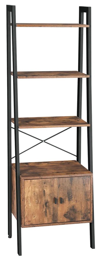 Estante tipo escada com armário | VASAGLE | 56 x 34 x 172 cm | marrom envelhecido|preto | LLS47BX.