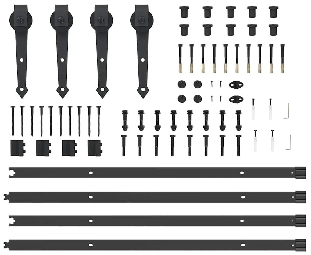 Kit de ferragens para porta deslizante 213,5 cm aço preto