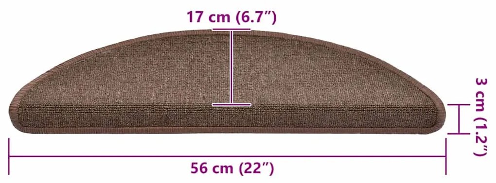 Tapetes de escada 30 pcs 56x17x3 cm castanho café