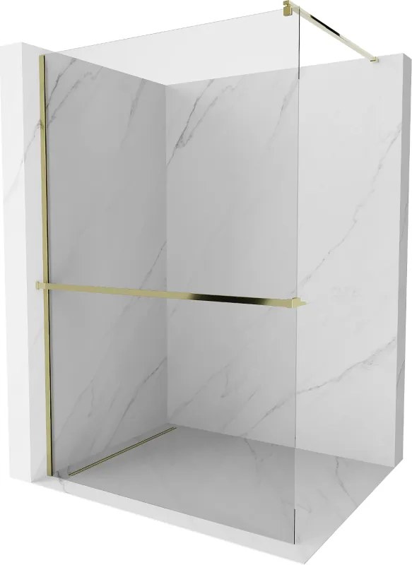 Mexen Kioto+ parede de duche com prateleira Walk-in 80 x 200 cm, transparente, dourada - 800-080-121-50-00