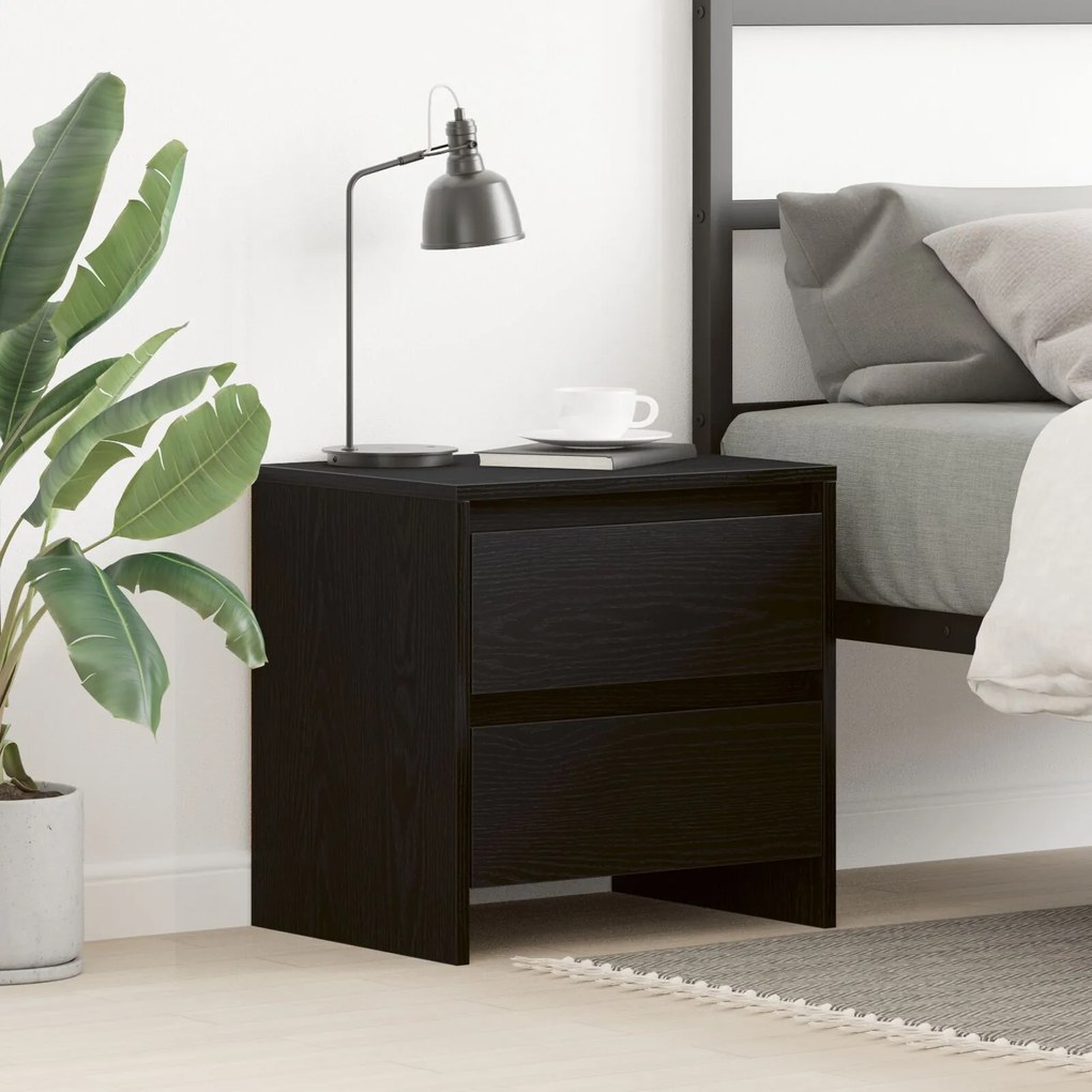 móvel de cabeceira vidaXL Preto Carvalho 45x34x44,5 cm Madeira de Enge