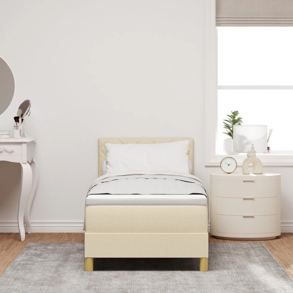 Cama Box Spring com Colchão Creme 80x200 cm Tecido