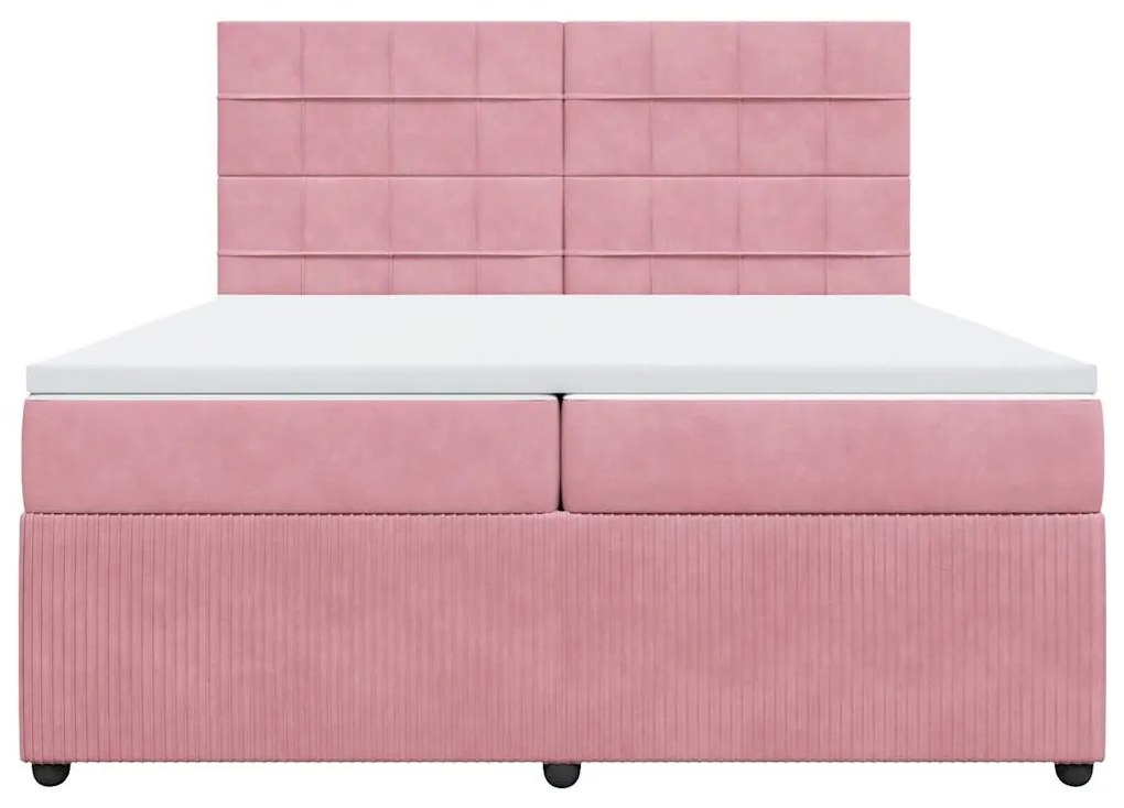 Cama com molas/colchão 200x200 cm veludo rosa