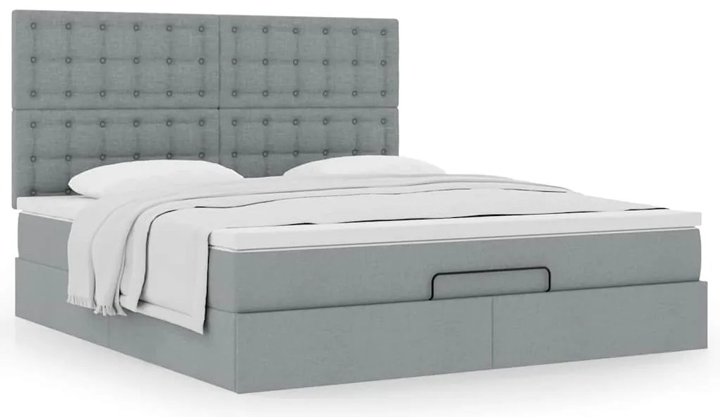 Estrutura de cama otomana com colchão 180x200 cm cinzento claro