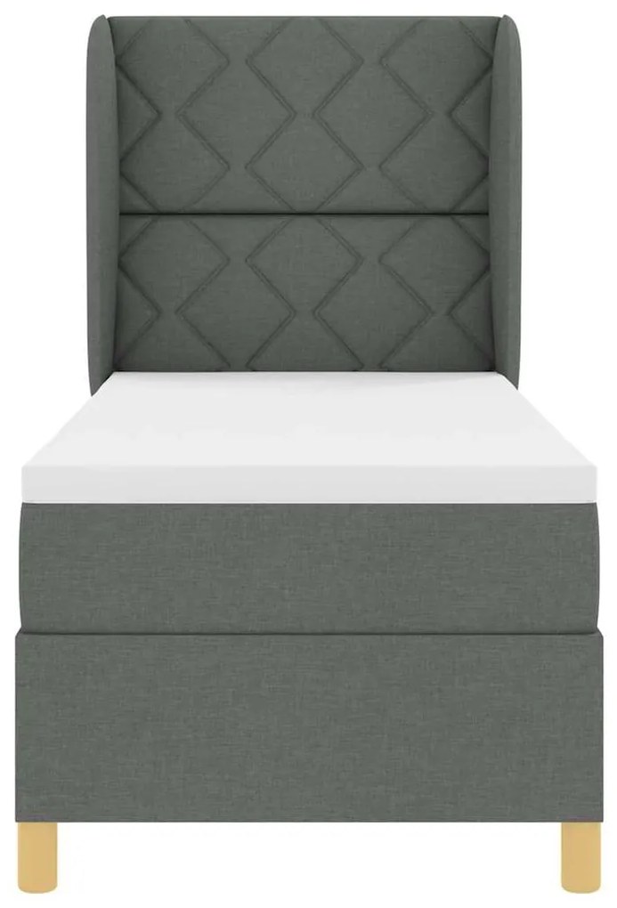 Cama Box com Colchão Cinza Escuro 80x200 cm em Tecido