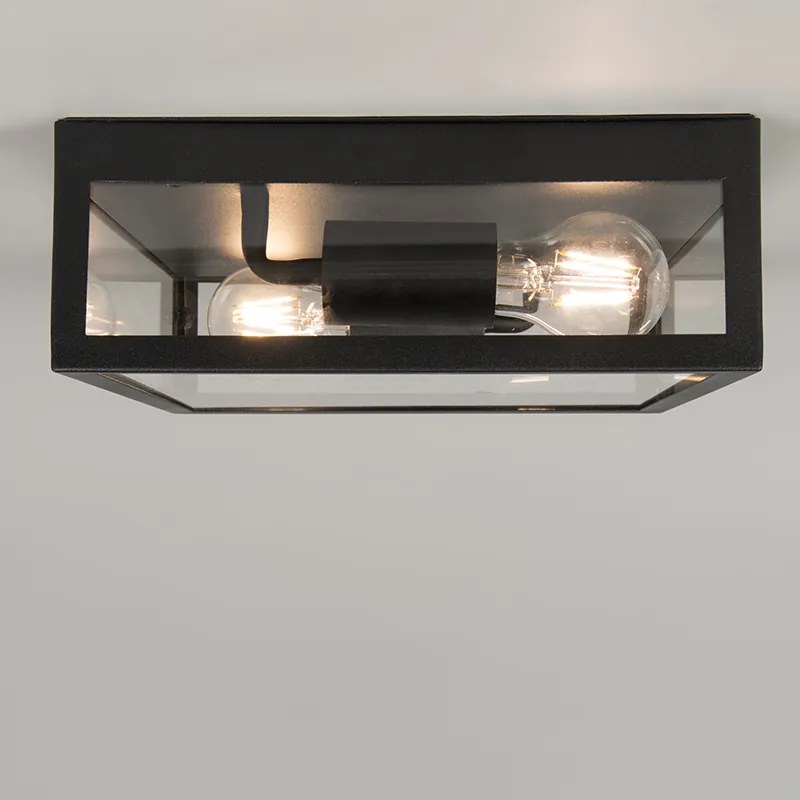 Luminária de teto exterior industrial preta 2 luzes - Rotterdam Moderno