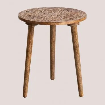 Mesa Auxiliar Redonda Ø40 Cm Em Madeira De Manga Nanup Madeira De Manga - Sklum