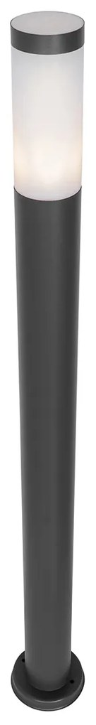 Candeeiro de poste exterior moderno cinzento escuro com opala 110 cm IP44 - Rox