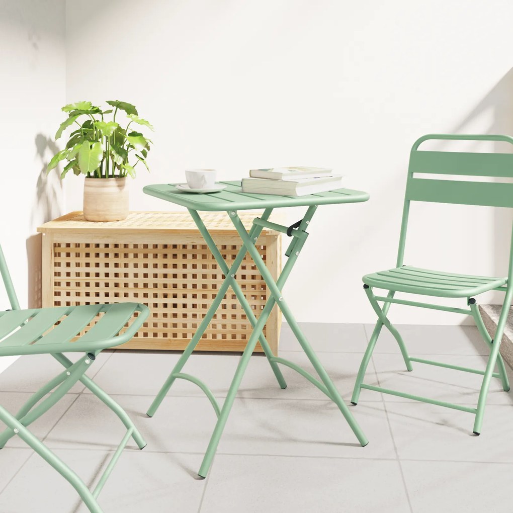 Mesa de Jardim Dobrável vidaXL Verde Claro 55x55x73 cm Aço