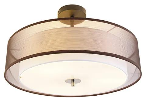 Moderna luminária de teto marrom com branco 50 cm 3 luzes - Drum Duo Moderno