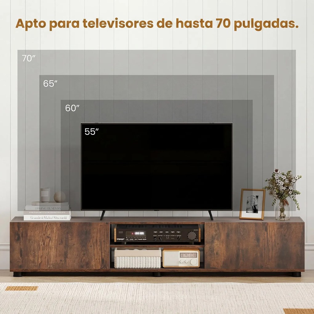 Móvel para TV, 160 x 35 x 30 cm, Para Televisores até 70 Polegadas, Castanho