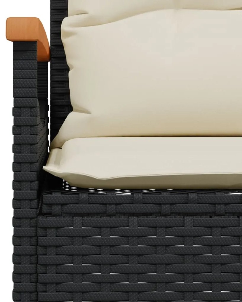 4 pcs conjunto de sofás para jardim c/ almofadões vime PE preto