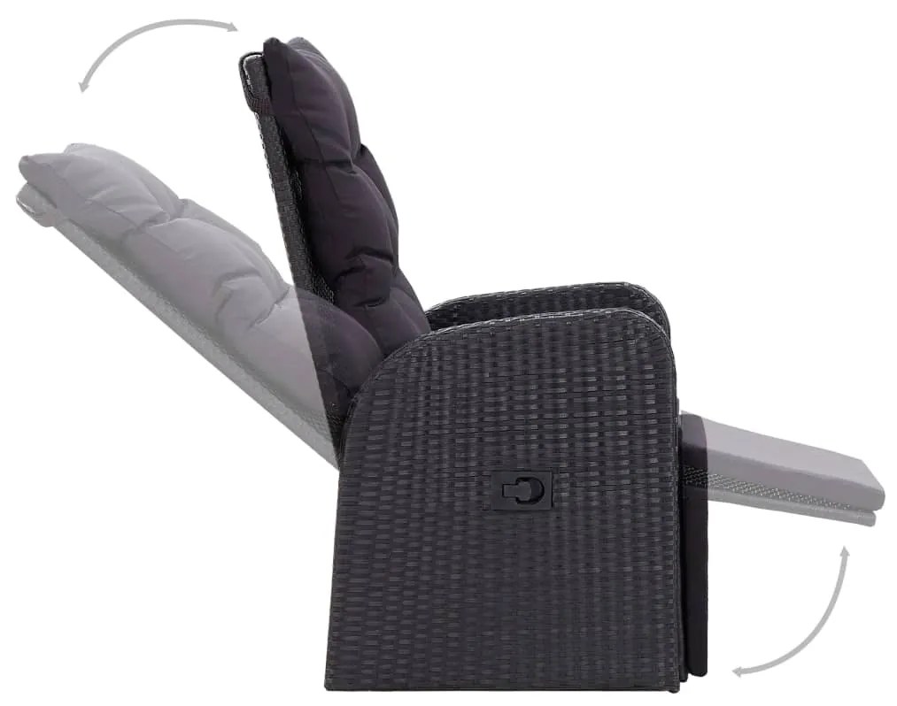 3 pcs conjunto de jantar para jardim preto
