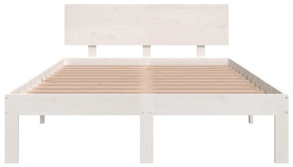 Estrutura cama pequena casal 120x190 cm pinho maciço branco