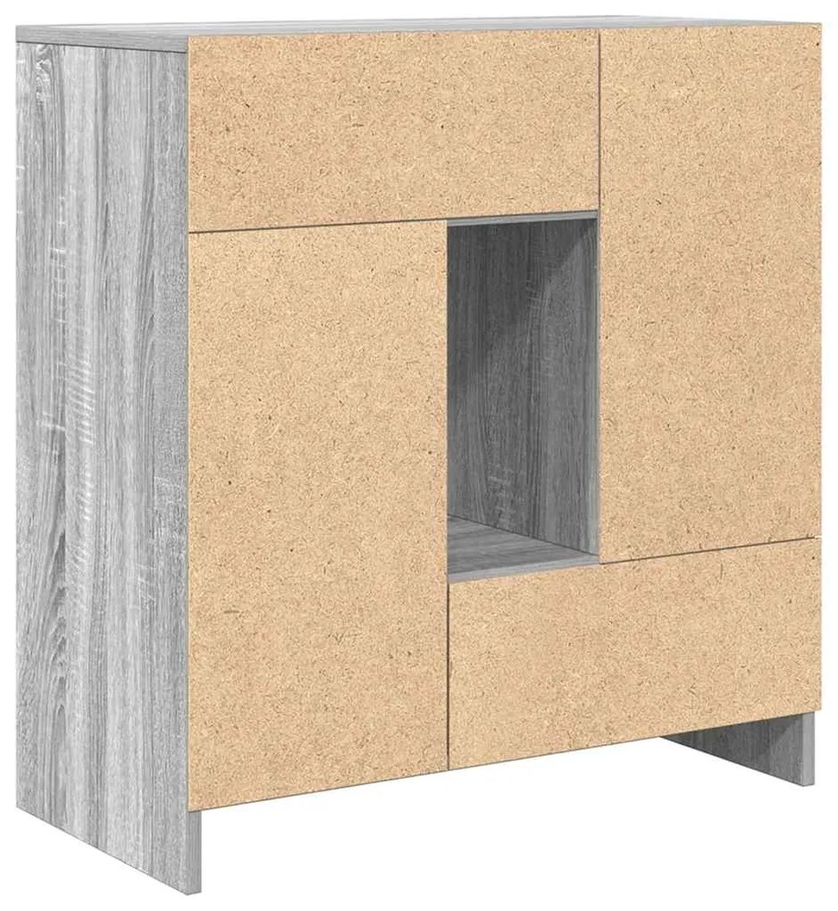 Aparador c/ gavetas e portas 70,5x34x74,5 cm sonoma cinzento