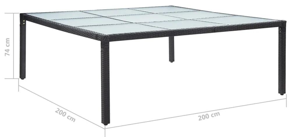 Mesa de jantar para jardim 200x200x74 cm vime PE preto