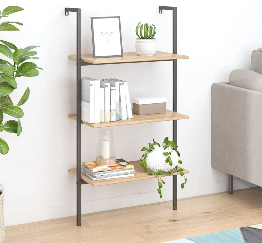 336379 vidaXL Unidade 3 prateleiras 64x35x120,5 cm castanho-claro e preto