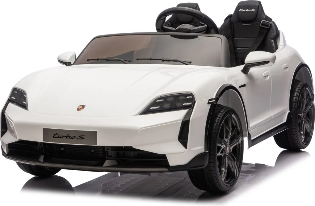 Carro elétrico para Crianças 24V Porsche Taycan Turbo S, 2 Lugares, Rodas Espuma EVA, assento couro ecológico Branco