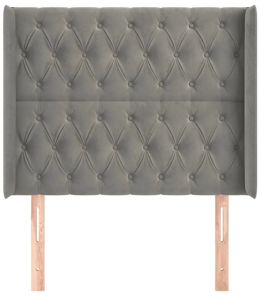 Cabeceira cama c/ abas veludo 103x16x118/128 cm cinzento-claro