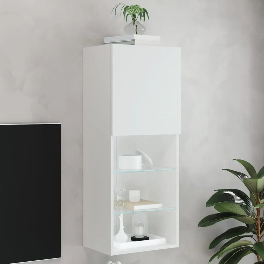 Móvel de TV com luzes LED 40,5x30x102 cm branco