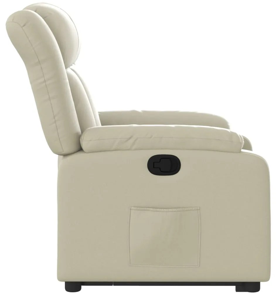 Poltrona reclinável elevatória couro artificial cor creme