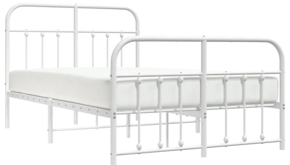 Estrutura de cama com cabeceira e pés 120x200 cm metal branco