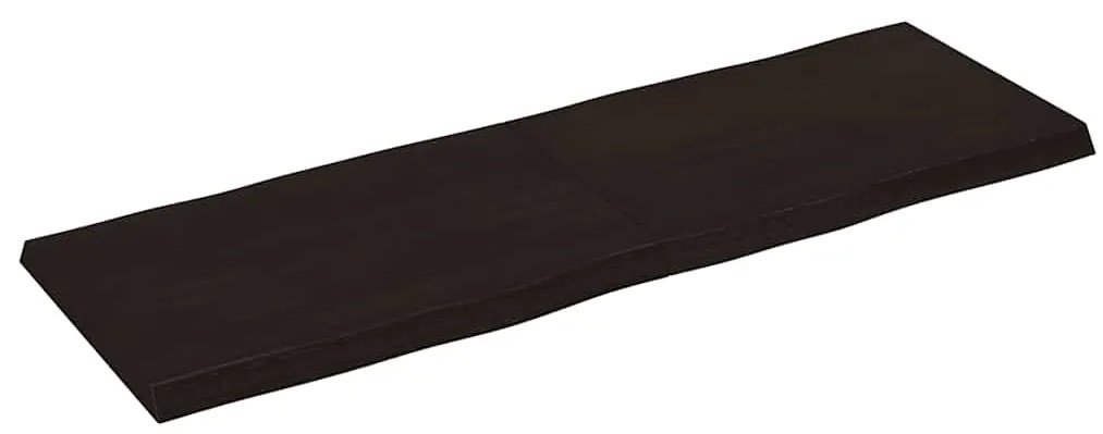 Tampo de mesa com bordas vivas maciço tratado castanho-escuro