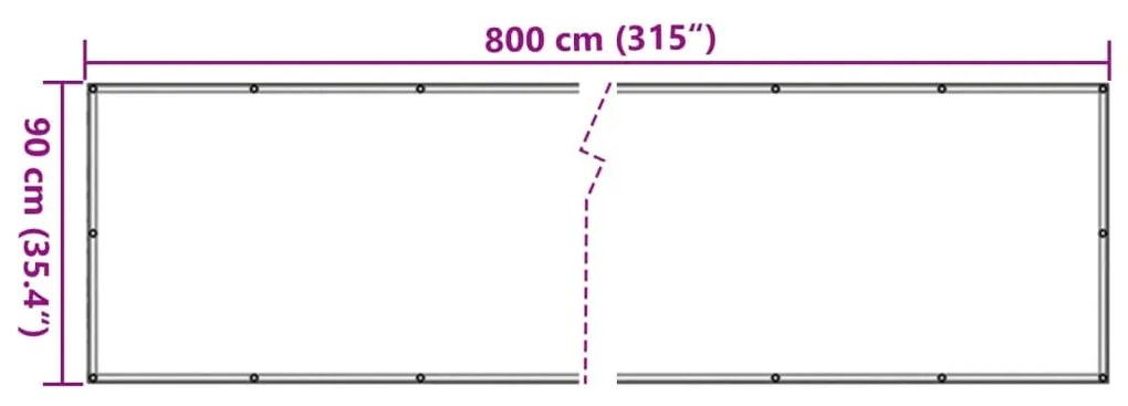 Tela de privacidade p/ varanda aspeto pedra 800x90 cm PVC cinza