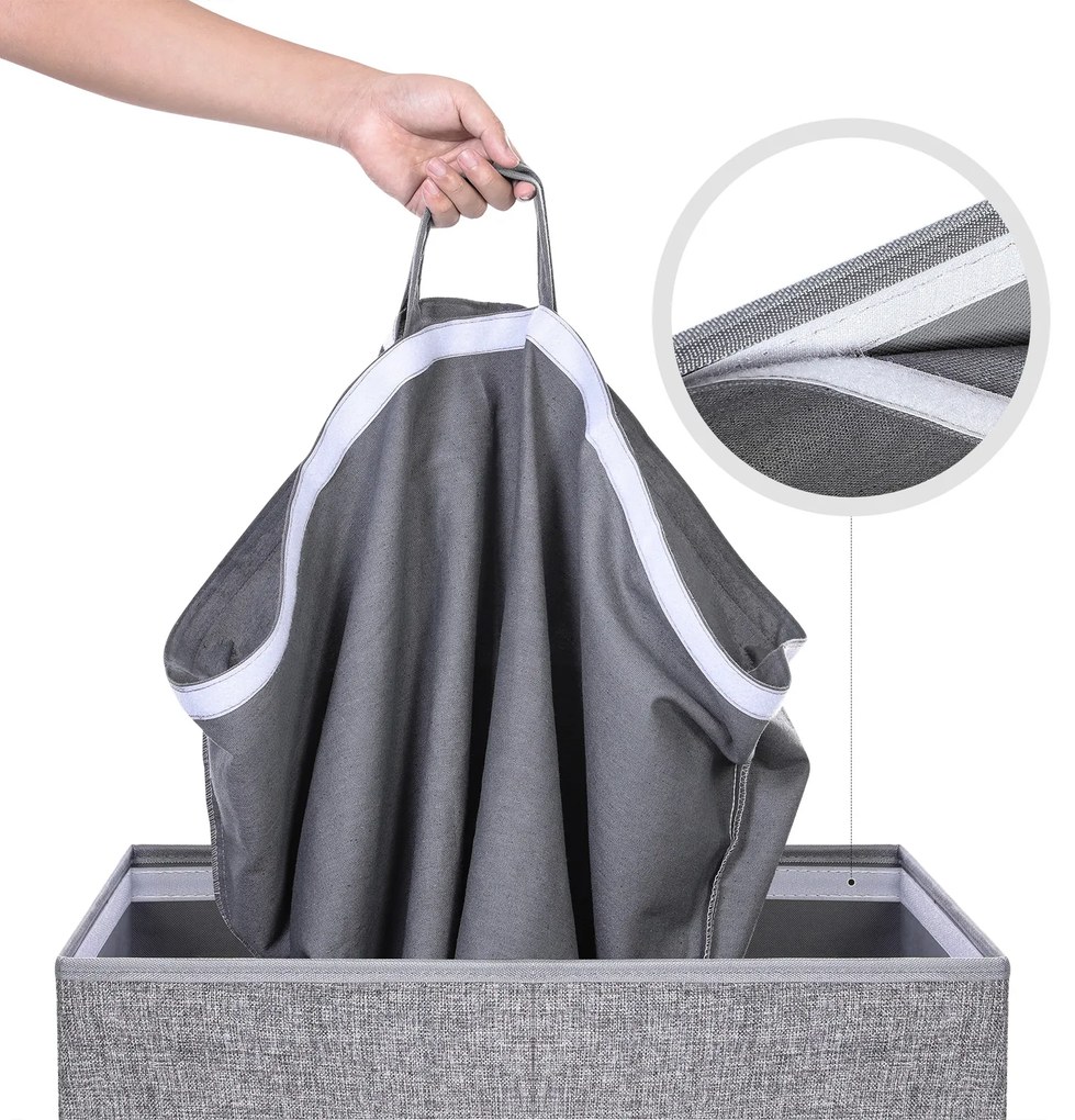 Cesto para roupa suja 142 L 76 x 38 x 38 cm Cinzento