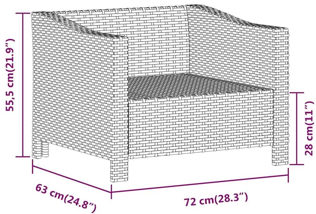 Poltrona de jardim com almofadão vime PE cinzento