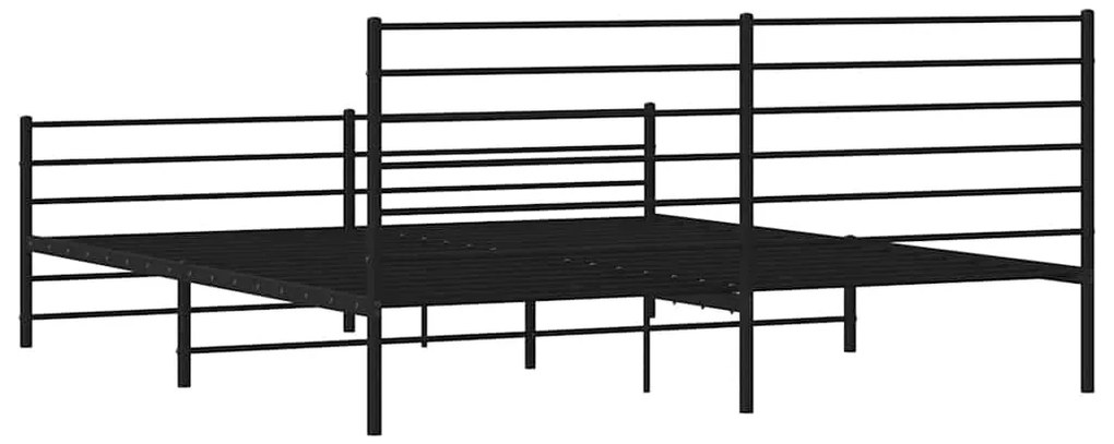 Estrutura de cama com cabeceira e pés 193x203 cm metal preto