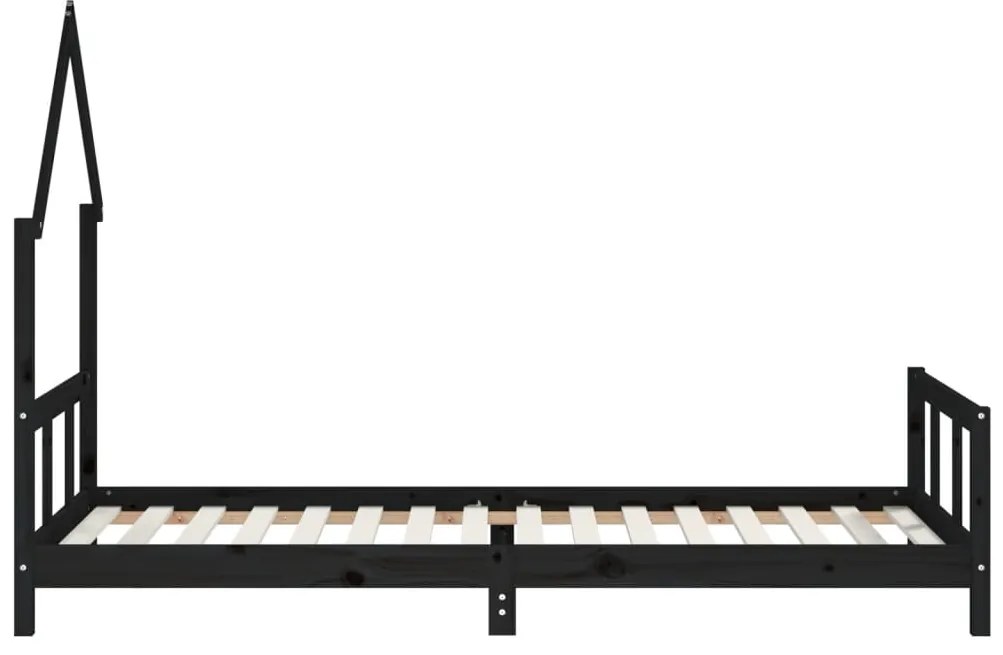 Estrutura de cama infantil 90x200 cm pinho maciço preto
