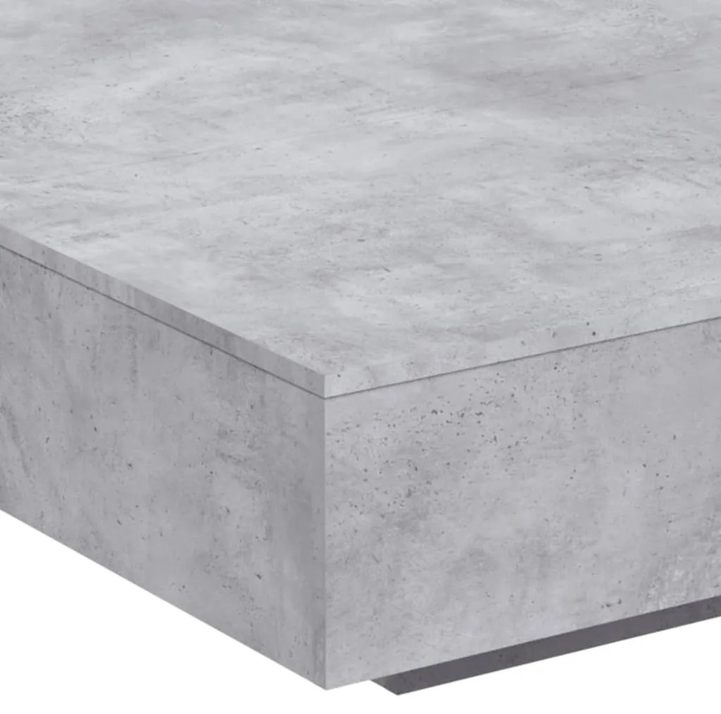 Mesa de centro com luzes LED 100x100x31 cm cinzento cimento