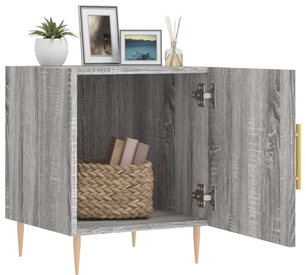 Mesa cabeceira 40x40x50 cm derivados de madeira cinzento sonoma