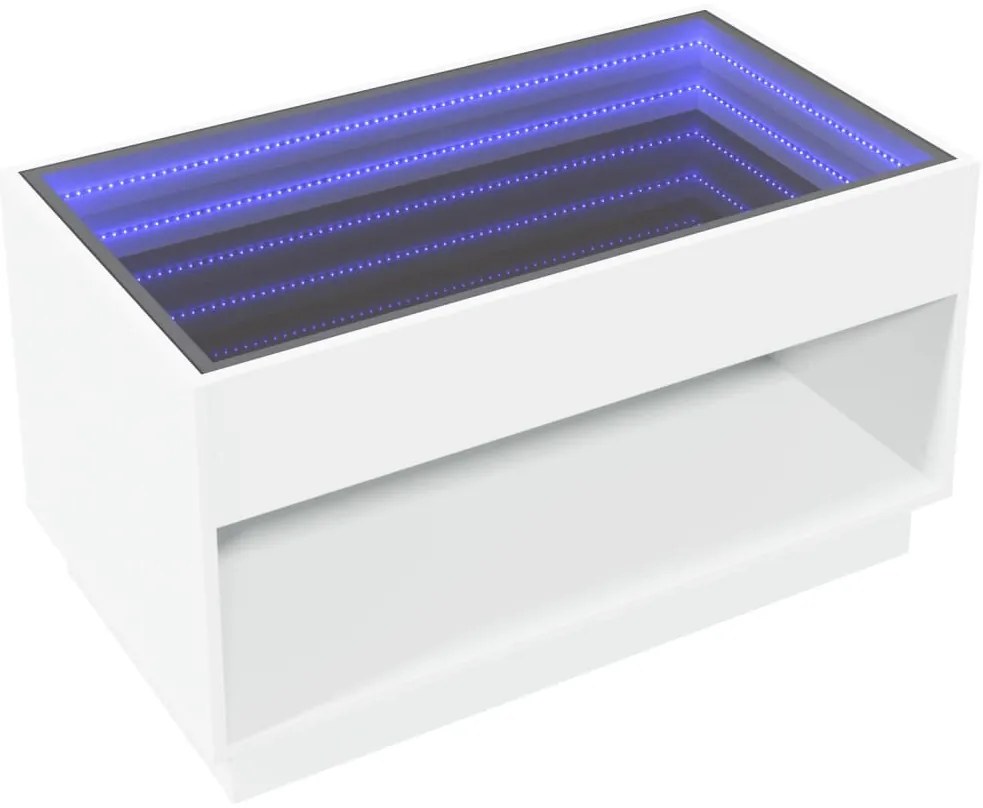 Mesa de centro luzes LED Infinity 90x50x50 cm branco