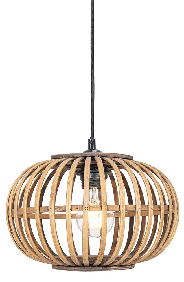 Candeeiro de suspensão oriental bambu 3-luzes oblongo - Amira Oriental