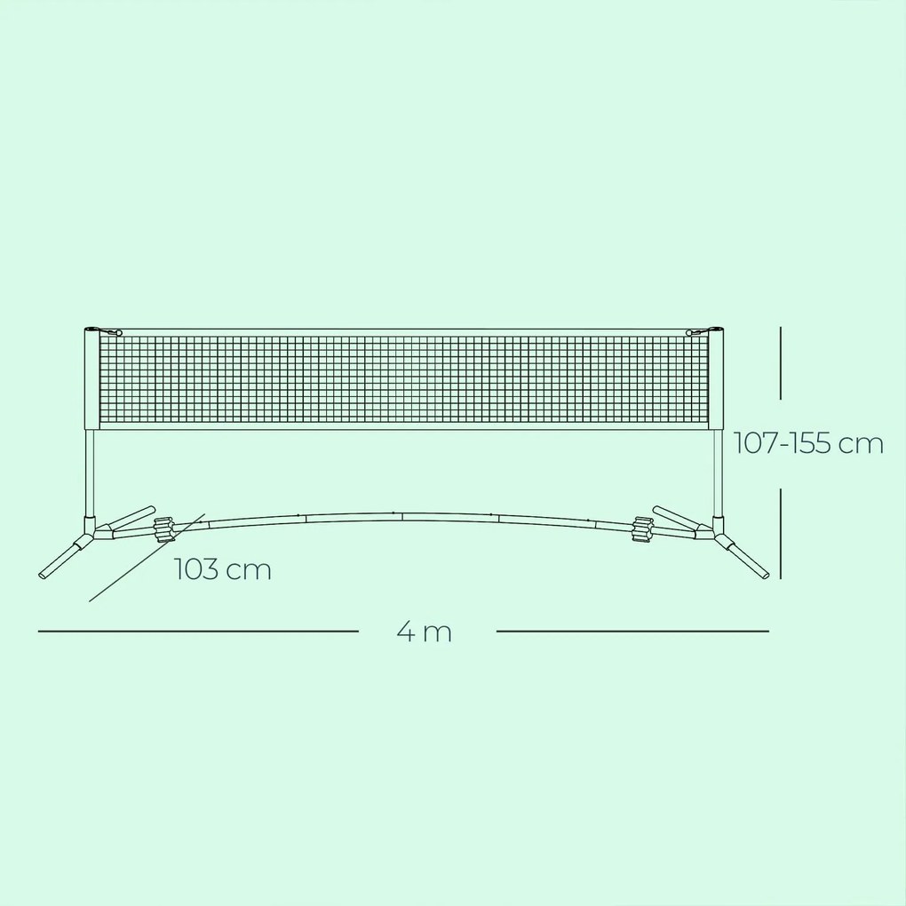 Rede de badminton ou voleibol de 400 cm, ajustável em altura azul
