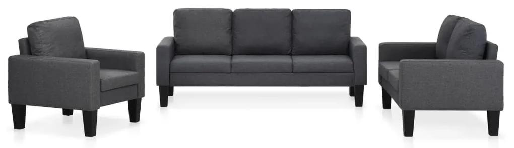 Conjunto de sofás 3 pcs tecido cinzento escuro